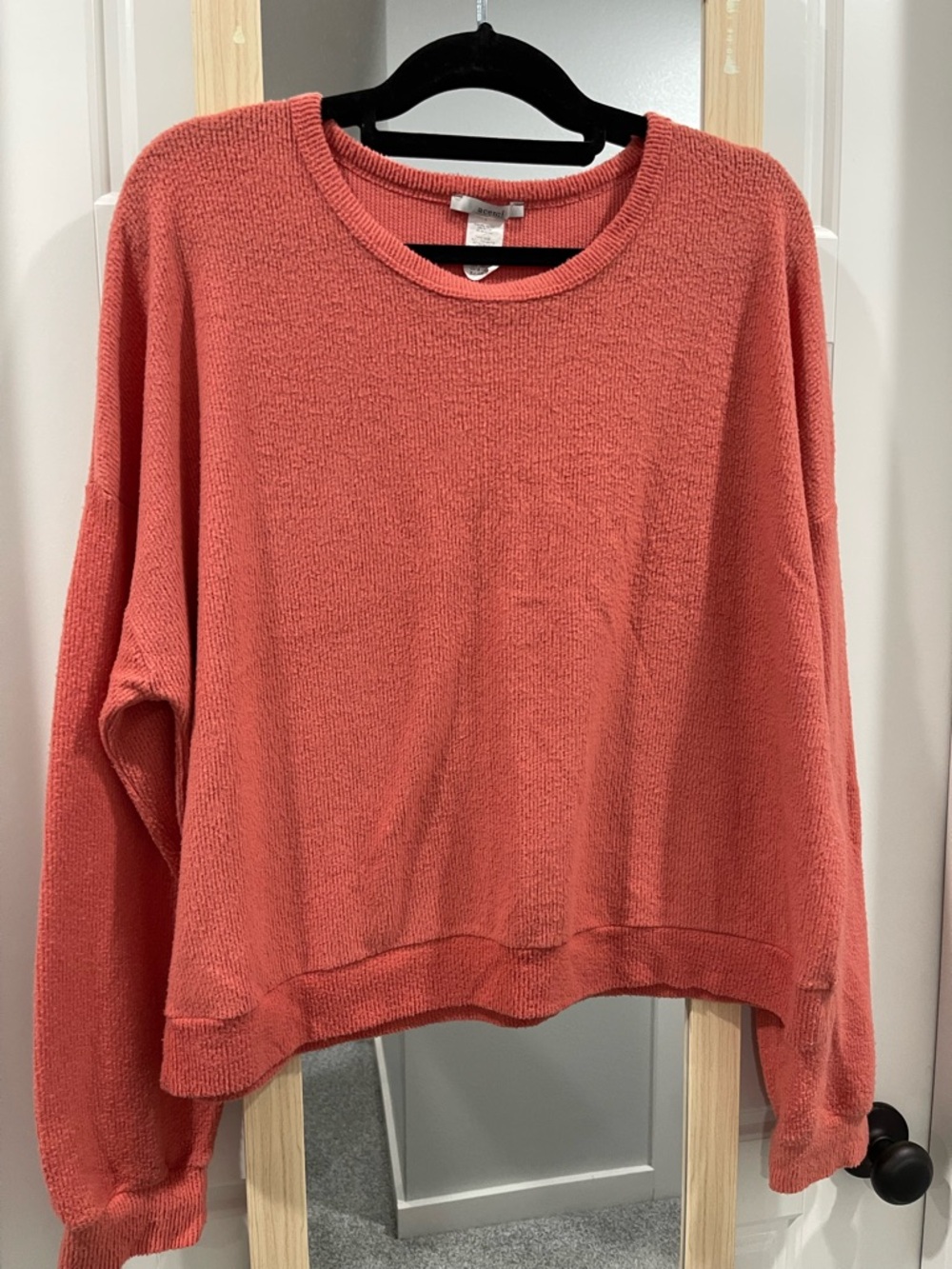 Acemi Coral Ribbed Knit Crew Sweater
